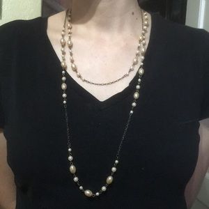 Long Rose Pearl Necklace